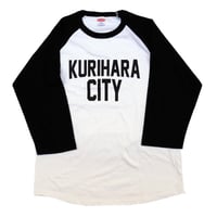 KURIHARA CITY 5.6oz  ラグラン 3/4スリーブ Tシャツ（ホワイト×ブラック）