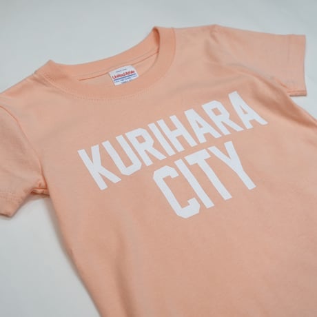 KURIHARA CITY 5.6oz ハイクオリティー キッズTシャツ（アプリコット）