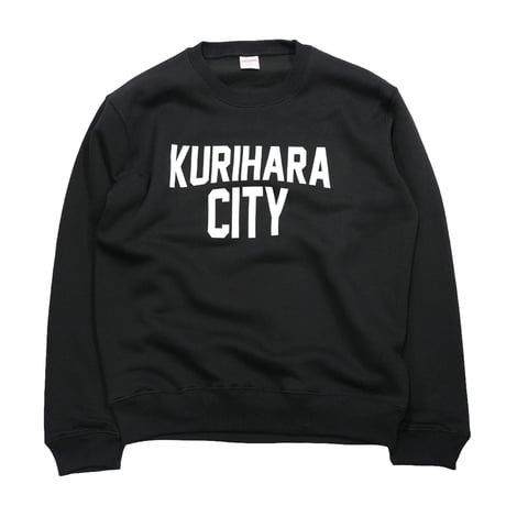 KURIHARA CITY 10.0オンス裏起毛クルーネックスウェット（ブラック）