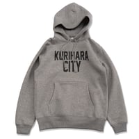 KURIHARA CITY 10.0オンス裏起毛プルオーバー パーカ（ヘザーグレー）