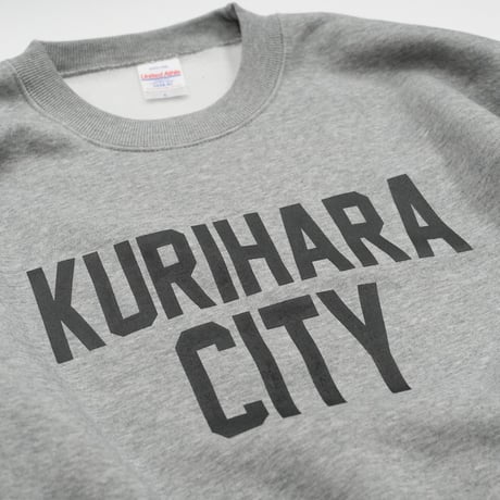 KURIHARA CITY 10.0オンス裏起毛クルーネックスウェット（ヘザーグレー）