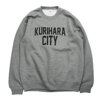 KURIHARA CITY 10.0オンス裏起毛クルーネックスウェット（ヘザーグレー）