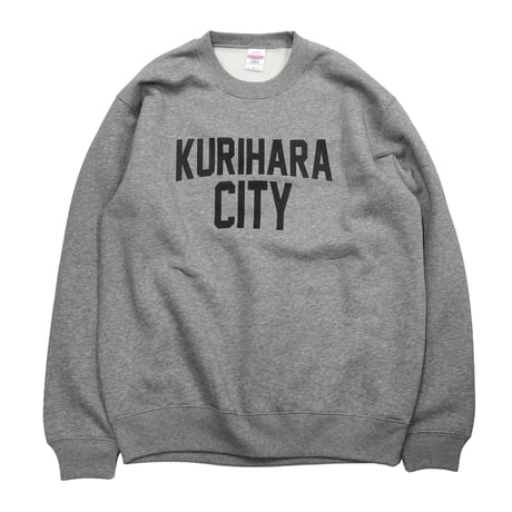 KURIHARA CITY 10.0オンス裏起毛クルーネックスウェット（ヘザーグレー）