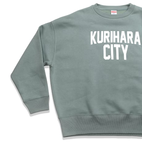 KURIHARA CITY 10.0オンス裏起毛 ビッグシルエット スウェット（スモーキーグリーン）