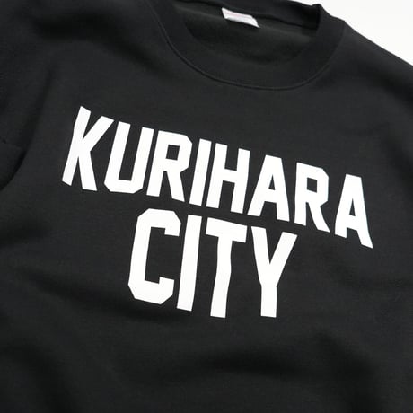 KURIHARA CITY 10.0オンス裏起毛クルーネックスウェット（ブラック）