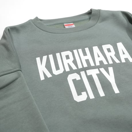 KURIHARA CITY 10.0オンス裏起毛 ビッグシルエット スウェット（スモーキーグリーン）