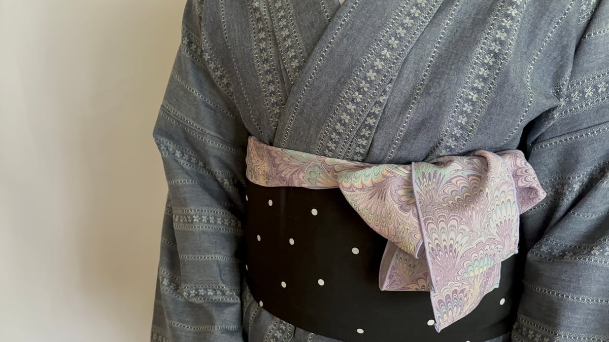 墨流しの四重仮紐＜夢幻藤 -mugenfuji-＞ | KIMONO SMILE