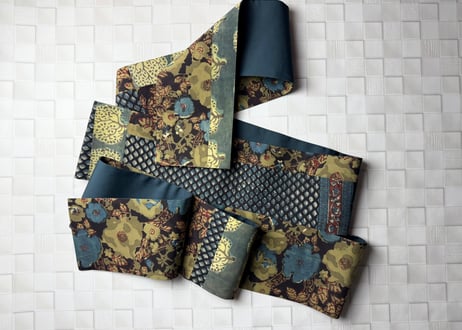 きりばめ半巾帯＜インド更紗 蒼と青＞