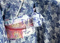 cotton振袖＜flower garden ブルー＞