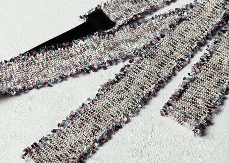 ツイードリボンの三重仮紐＜ネイビー＞＜ピンク＞