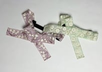 刺繍リボンの三重仮紐️＜シフォンフラワー Rose＞＜シフォンフラワーGreen＞