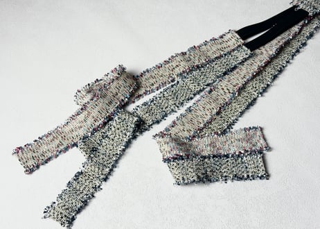 ツイードリボンの三重仮紐＜ネイビー＞＜ピンク＞