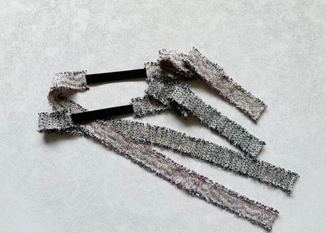 ツイードリボンの三重仮紐＜ネイビー＞＜ピンク＞