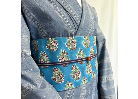 カジュアルきもの＜ダンガリーストライプ ブルー＞　＊お仕立て代込