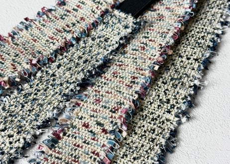 ツイードリボンの三重仮紐＜ネイビー＞＜ピンク＞