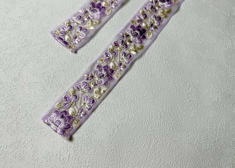 刺繍リボンの三重仮紐＜シフォンフラワーPurple＞ | KIMONO SMILE