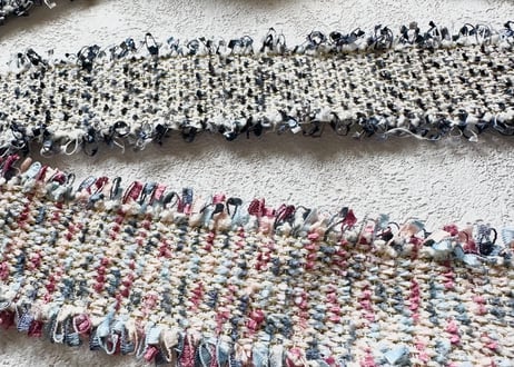 ツイードリボンの三重仮紐＜ネイビー＞＜ピンク＞