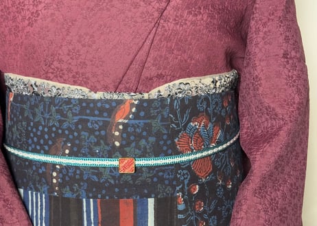 刺繍リボンの三重仮紐️＜シフォンフラワー＞