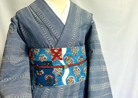 カジュアルきもの＜ダンガリーストライプ ブルー＞　＊お仕立て代込