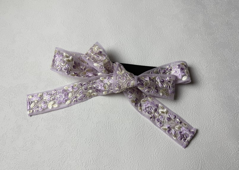 刺繍リボンの三重仮紐＜シフォンフラワーPurple＞ | KIMONO SMILE