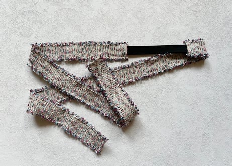 ツイードリボンの三重仮紐＜ネイビー＞＜ピンク＞