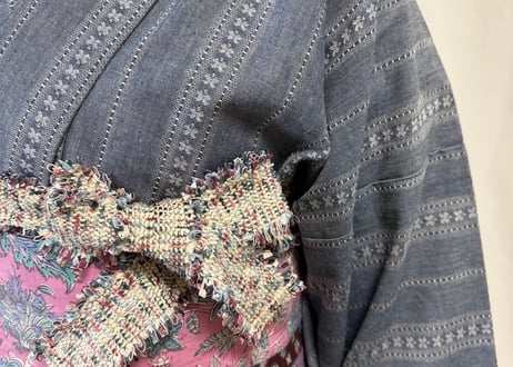 ツイードリボンの三重仮紐＜ネイビー＞＜ピンク＞