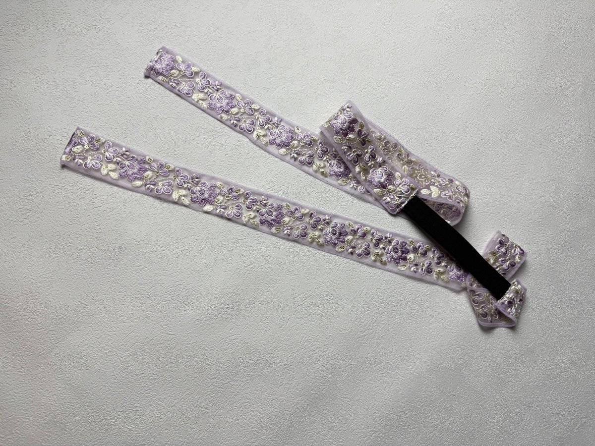 刺繍リボンの三重仮紐＜シフォンフラワーPurple＞ | KIMONO SMILE