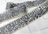 刺繍リボンの三重仮紐️＜シフォンフラワー＞