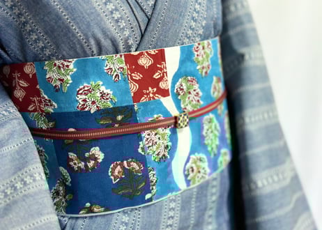 カジュアルきもの＜ダンガリーストライプ ブルー＞　＊お仕立て代込