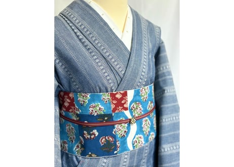 カジュアルきもの＜ダンガリーストライプ ブルー＞　＊お仕立て代込