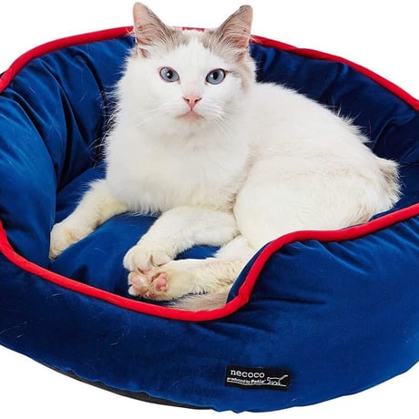 ペティオ (Petio) 猫用ベッド necoco クッション付 あったか包み込みベッド ベロアブルー