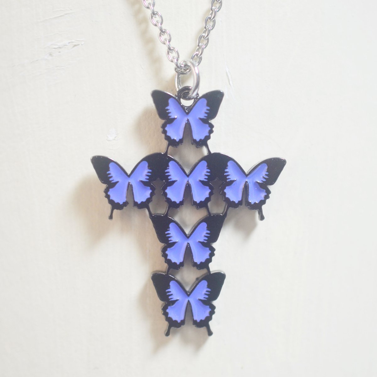 超BIGサイズ 黒 ブルー Butterfly アゲハ蝶 ブリンブリンネックレス fit=scale-down,w=1200