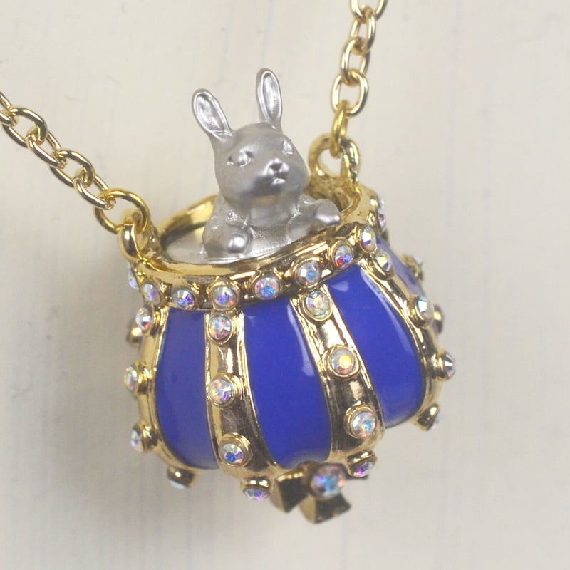 王冠うさぎネックレス・青 | ichiya's jewelry shop
