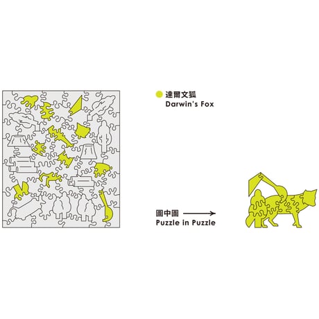 【在庫一掃セール】絶滅危惧動物を守る - ダーウィンギツネ - パズルと専用フレームセット