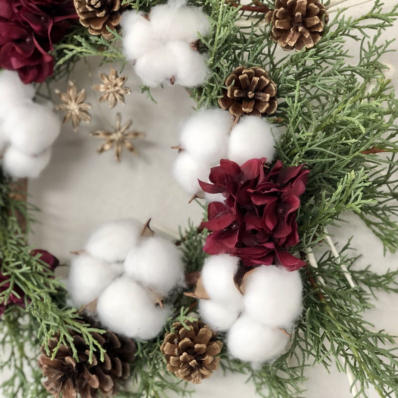 フレッシュコニファーとコットンのリース | Balloon&Flower A'syu