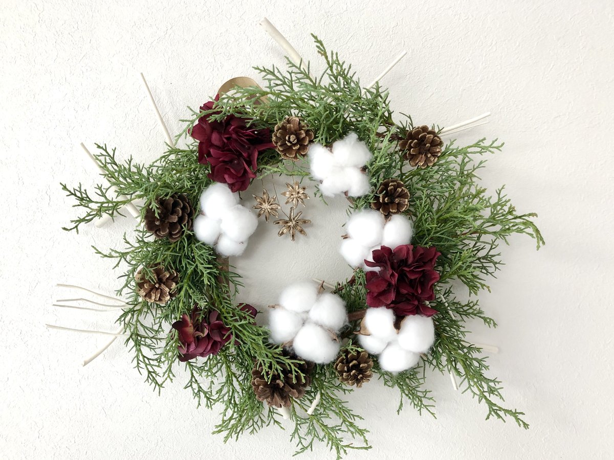 フレッシュコニファーとコットンのリース | Balloon&Flower A'syu
