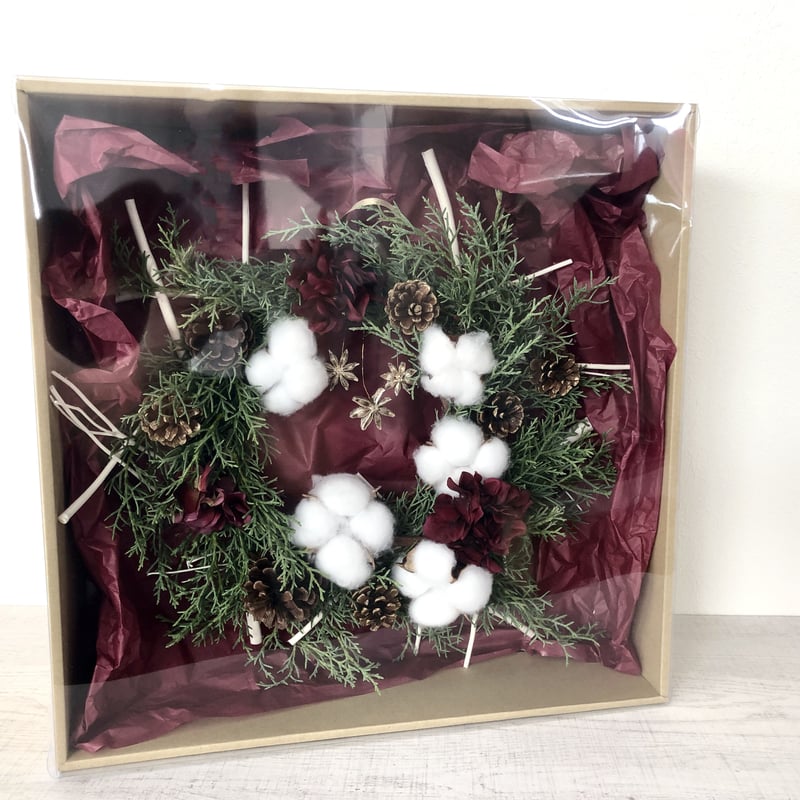 フレッシュコニファーとコットンのリース | Balloon&Flower A'syu