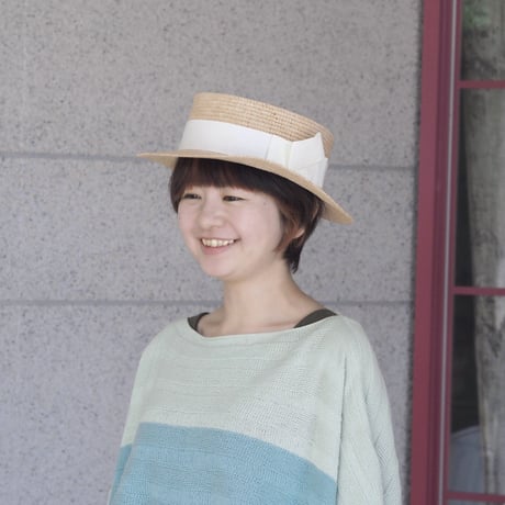 MORI ／ 太リボン ／ 頭のサイズにあわせて編むカンカン帽（color ベージュ）