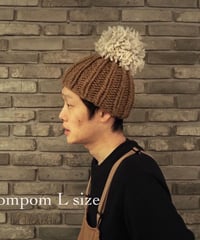 Plump Pompom シフォン（color フォックスブラウン）　セミオーダーのニット帽　シニアサイズ