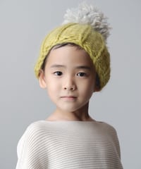 Plump Pompom ムース（color 黄はだ色）　選べるポンポンのニット帽　キッズサイズ