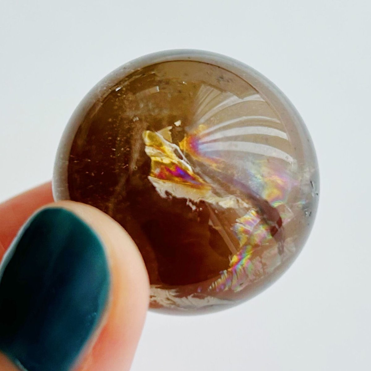 天然石 ルチルクォーツ×スモーキーアイリスクォーツ×フラワーオブライフ スモーキーアイリスクォーツ スフィア(B) | NEROLI CRYSTAL