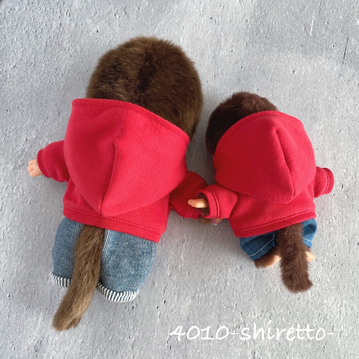 モンチッチSサイズ 赤いパーカー【ぬい服・ぬいぐるみ用】モンチッチ服