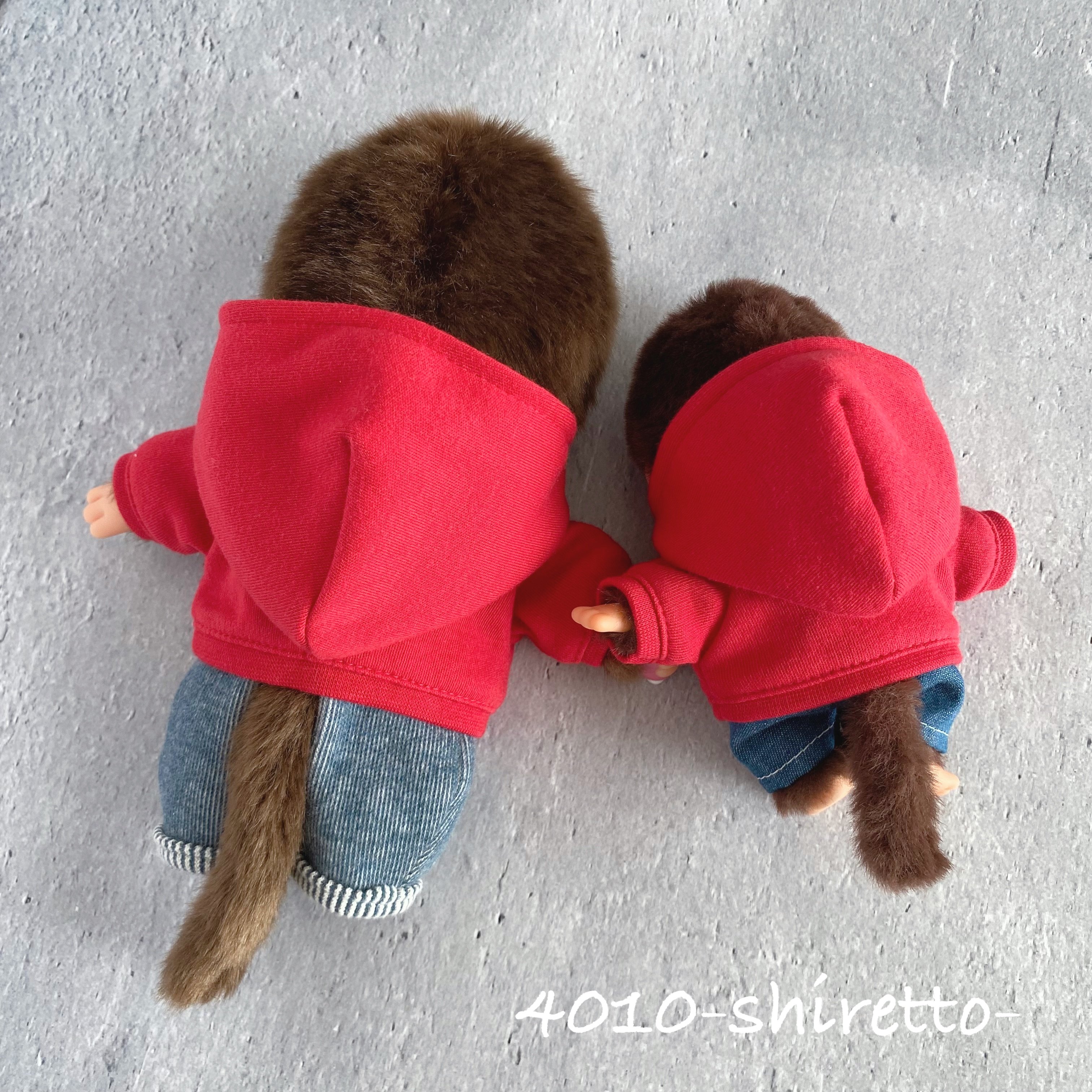 モンチッチSSサイズ 赤いパーカー【ぬい服・ぬいぐるみ用】モンチッチ