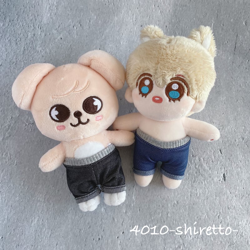 15cmdoll サイズS ロールアップデニムパンツしっぽ穴付き【ぬい服