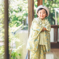 オフシーズンSALE！【1月～8月の3泊4日レンタル】男女兼用3歳着物・被布フルセット＜マーガレット・ターコイズカラー＞