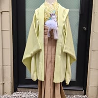 OFFシーズン【1月～8月の3泊4日レンタル】七五三5歳向け・羽織袴セット＜マーガレット・ターコイズ・簡単着付け袴＆ライトグリーンの羽織＞
