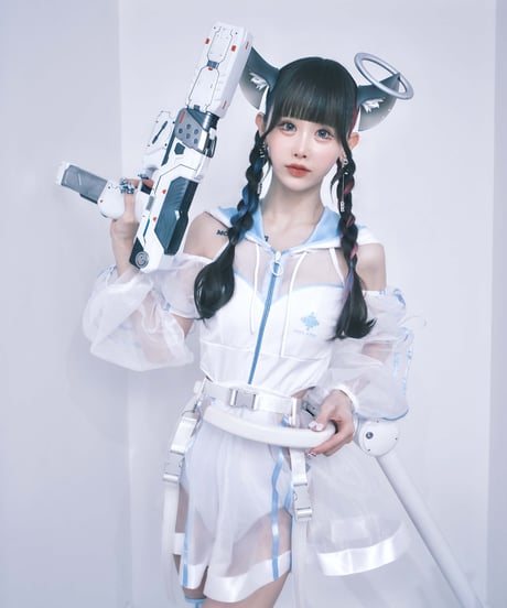 《サイバーパーカーワンピース水着》WHITE