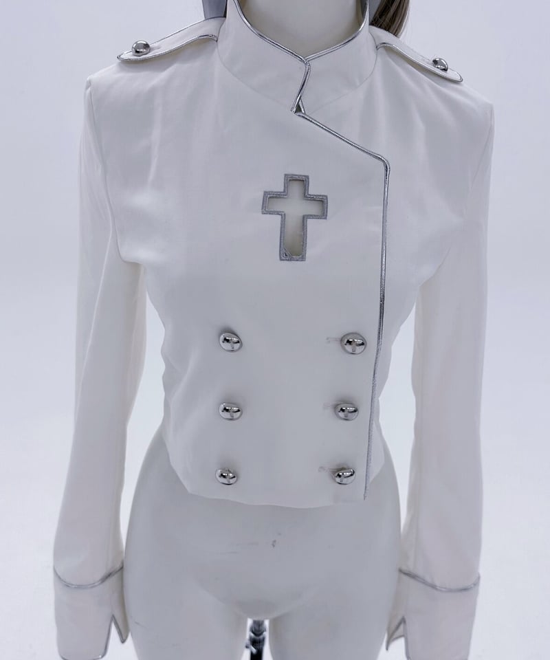 拘束十字架軍服ジャケット》WHITE | HIDOLATRAL THEODOL