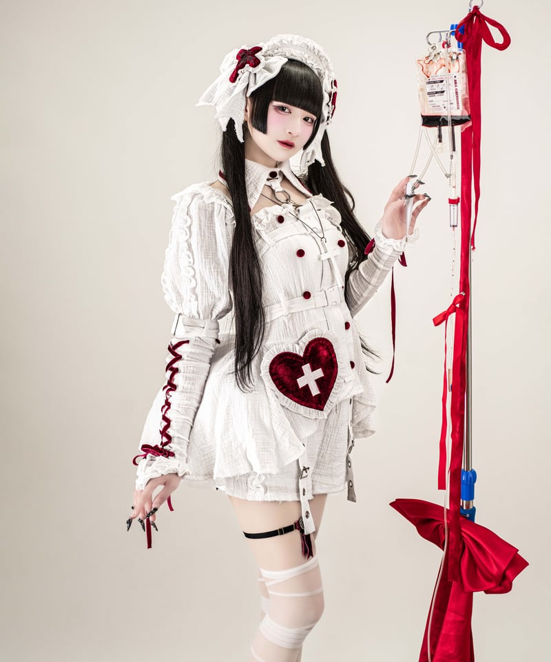 【完売品】イドラタールテオドール セットアップ 退廃ガーゼナースセットアップ》WHITE | HIDOLATRAL THEODOL