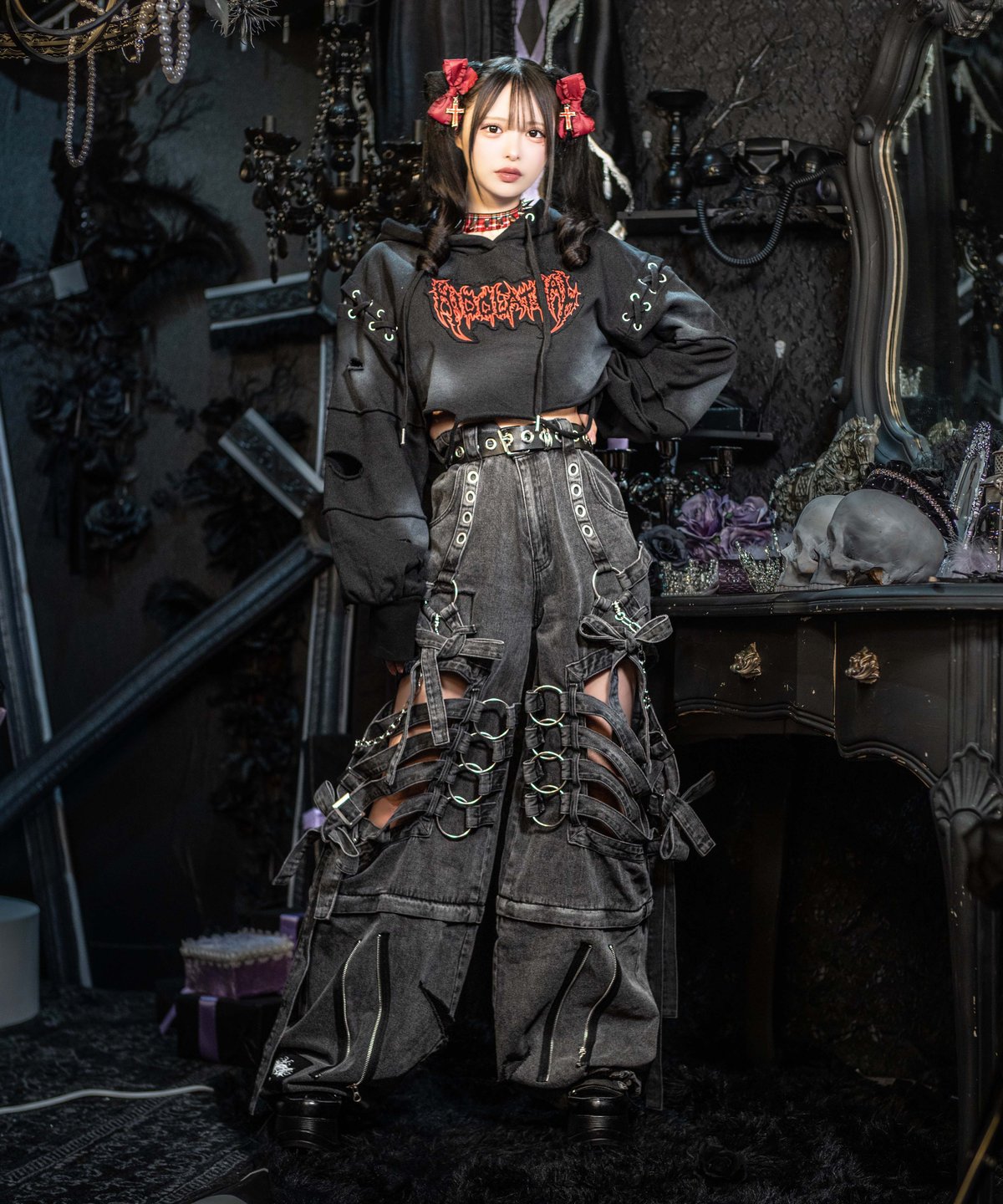 HIDOLATRAL THEODOL ボンテージデニムパンツ　GRAY ボンテージデニムパンツ》GRAY | HIDOLATRAL THEODOL